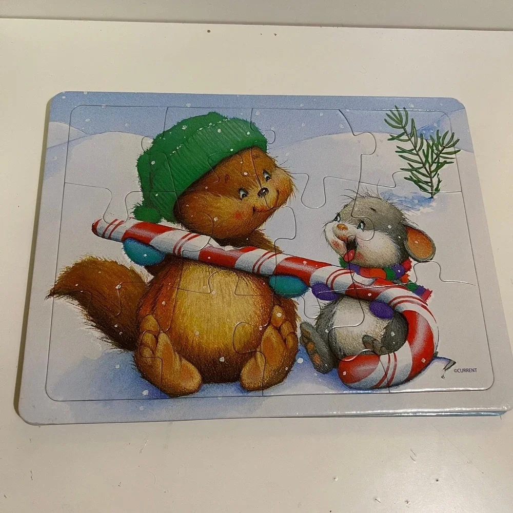 Vintage Current brand set 3 Christmas jigsaw Puzzles‎ 12 piece Winter Animals